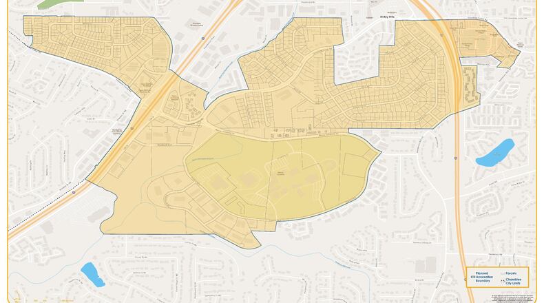 The City of Chamblee has found "technical deficiencies" in an annexation application that proposed to bring the shaded area into the city's borders.