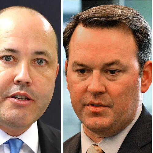 (Left to right): Attorney General Chris Carr, Lt. Gov. Burt Jones and Secretary of State Brad Raffensperger are the three leading Republican contenders for Georgia governor. (AJC)