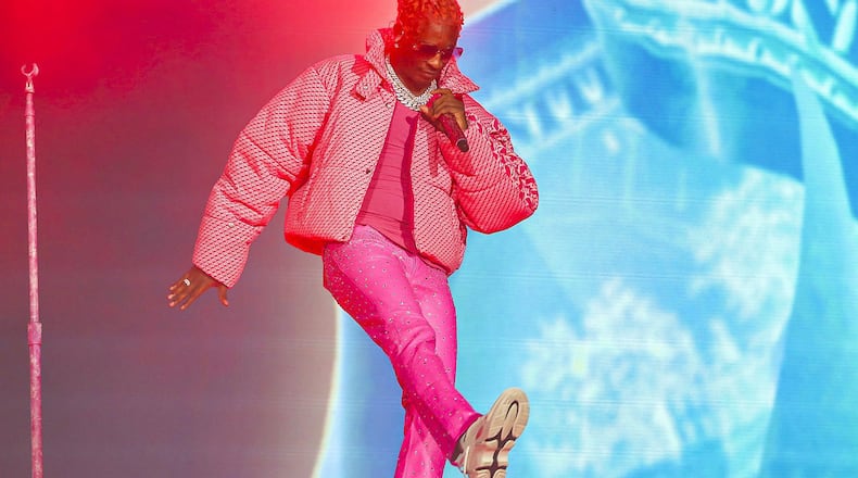 Young Thug performs at the Bud Light Seltzer stage during the final day of Lollapalooza on Aug. 1, 2021. Atlanta prosecutors are using his lyrics in court as they press gang-related charges against him. (Vashon Jordan Jr./Chicago Tribune/TNS)