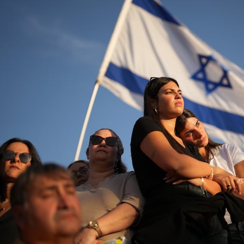 Relatives and friends mourn during the funeral of an Israeli soldier killed last week in Gaza. (Francisco Seco/AP)