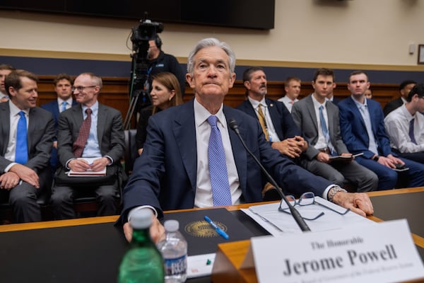 Federal Reserve Board Chairman Jerome Powell arrives for a hearing of the House Committee on Financial Services on Capitol Hill, Tuesday, June 24, 2025, in Washington. (AP Photo/Mark Schiefelbein)