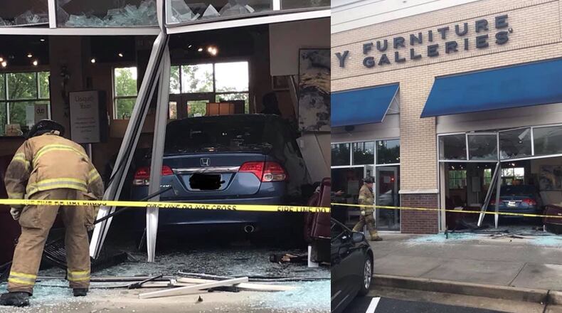 A driver accidentally slammed into a Dunwoody furniture store Wednesday.