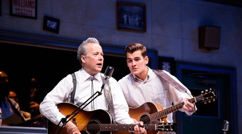Radney Foster and Zach Seabaugh star as father and son Billy and Joe Mason in the Alliance Theatre production of “Troubadour,” by Atlanta playwright Janece Shaffer with music by Sugarland’s Kristian Bush. CONTRIBUTED BY GREG MOONEY
