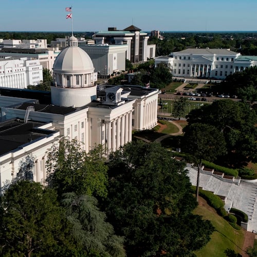 FILE - The Alabama state capitol is seen during a special session of the Alabama Legislature, May 4, 2026, in Montgomery, Ala. (AP Photo/Mike Stewart, File)