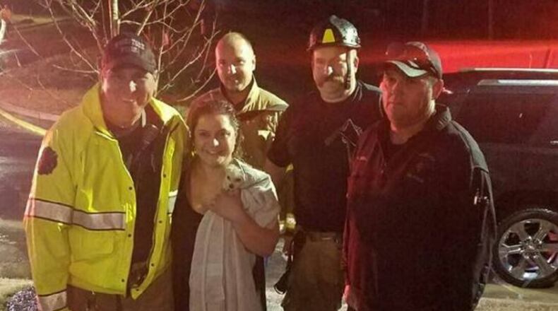 Woodstock Fire & Rescue officials rescued a dog from a storm drain Wednesday. (Credit: Facebook)