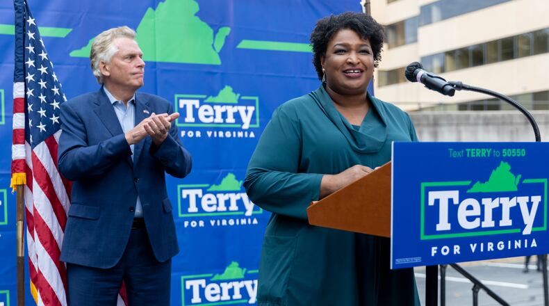 Stacey Abrams speaks during a rally with Virginia Democratic gubernatorial candidate Terry McAullife during a rally last month in Fairfax, Virginia.