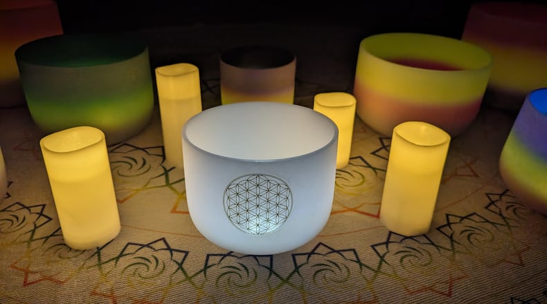 Sound bathing helps create a sense of relaxation using singing bowls, candlelight and other elements and methods. (Courtesy of Dunwoody Nature Center)