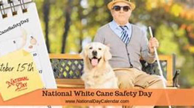 In recognition of Blind Americans Equality Day on Oct. 15, the DeKalb County Public Library will host a three-part online series from 11 a.m. to noon Oct. 15, Nov. 1 and Dec. 10 to help people with vision loss. (Courtesy of NationalCalendarDay.com)