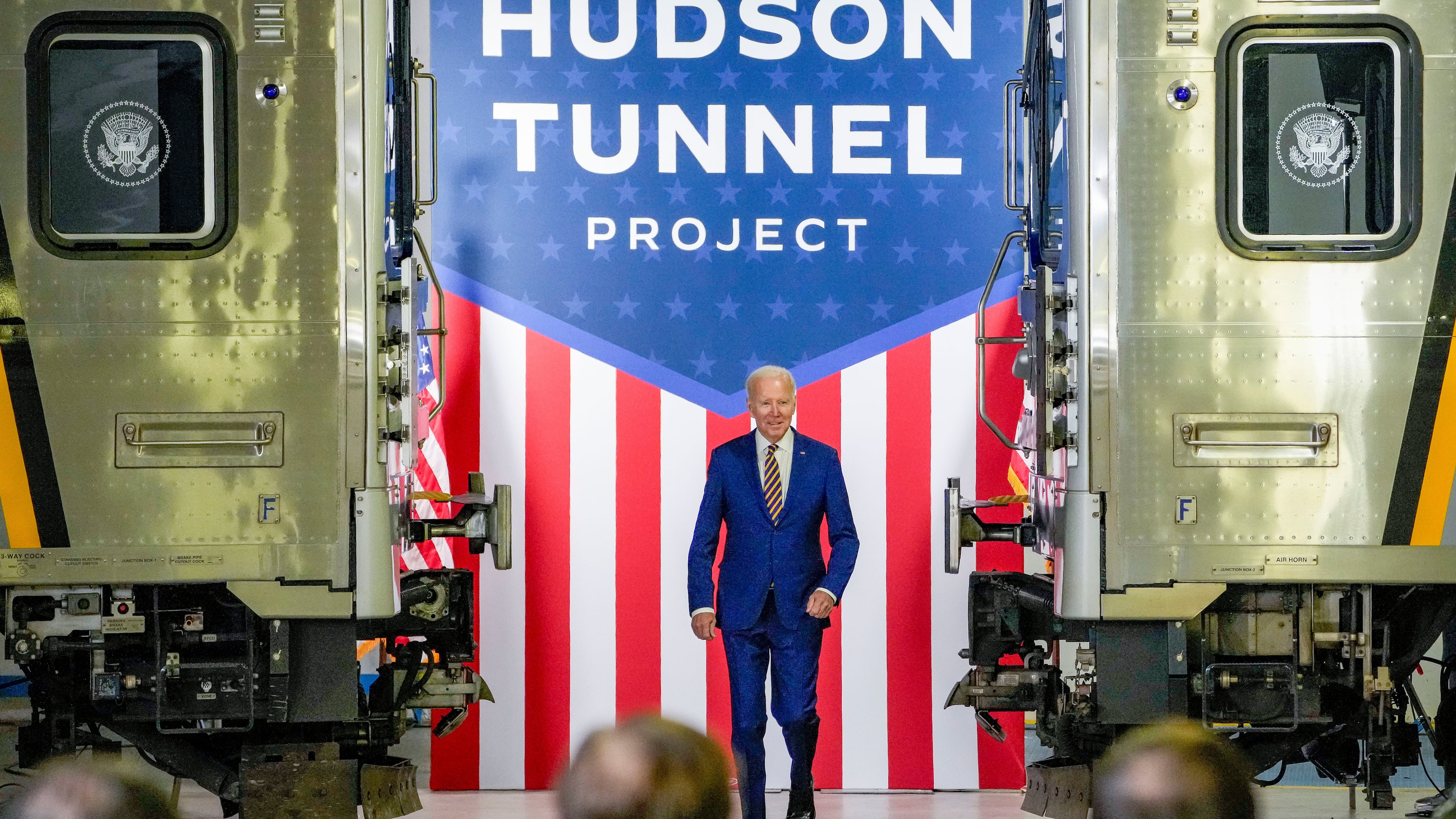 FILE - President Joe Biden arrives at the construction site of the Hudson Tunnel Project, Jan. 31, 2023, in New York. (AP Photo/John Minchillo, File)