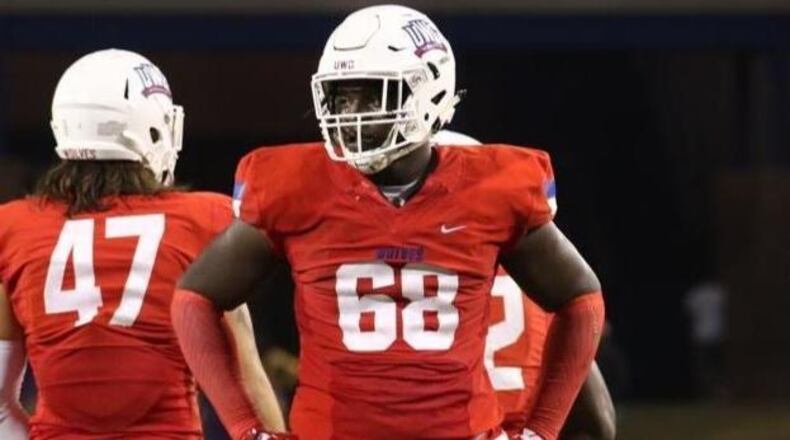 West Georgia offensive tackle Desmond Harrison.