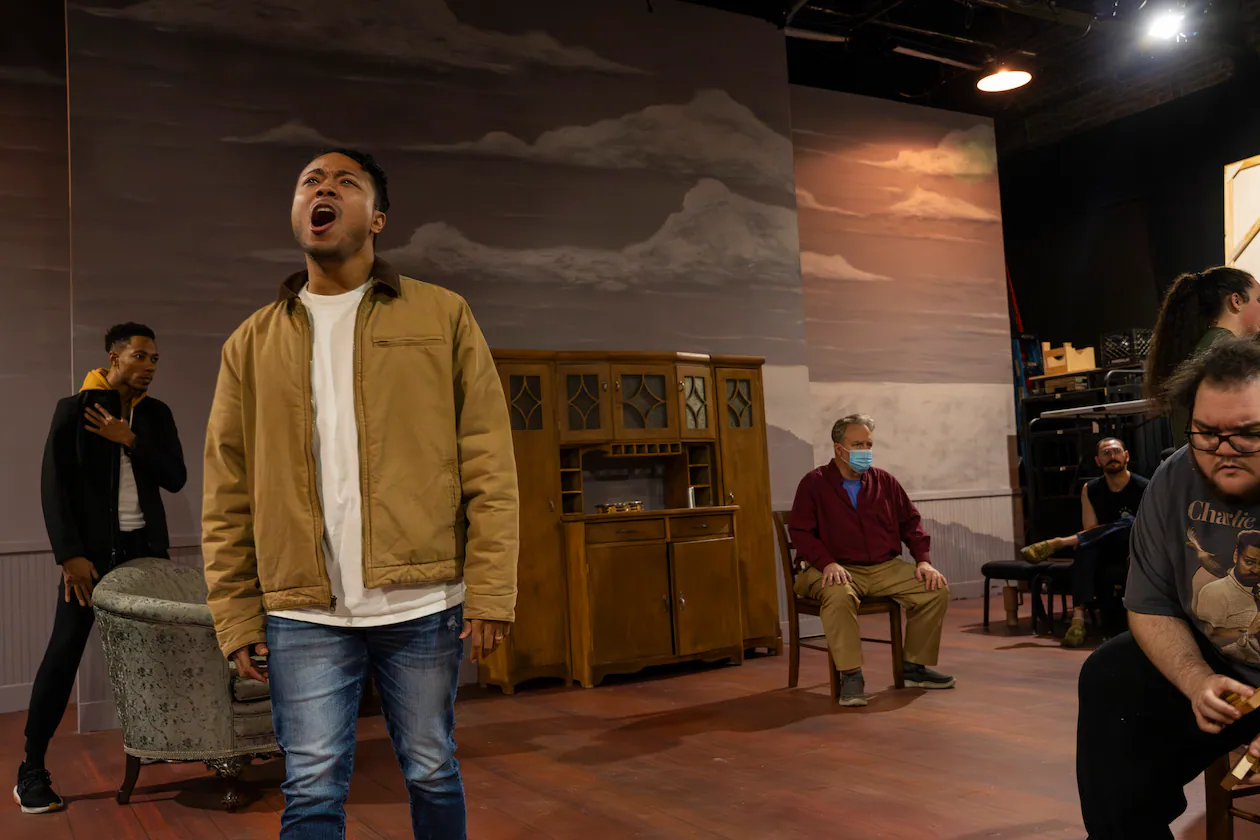 Russell Scott (left), playing Joe Scott, performs during a dress rehearsal for "Girl from the North Country" on Thursday, Jan. 22, 2026, in Atlanta. The show, a collaboration between Actor's Express and Oglethorpe University and directed by Freddie Ashley, earned seven Tony Award nominations on Broadway. (Olivia Bowdoin for the AJC)