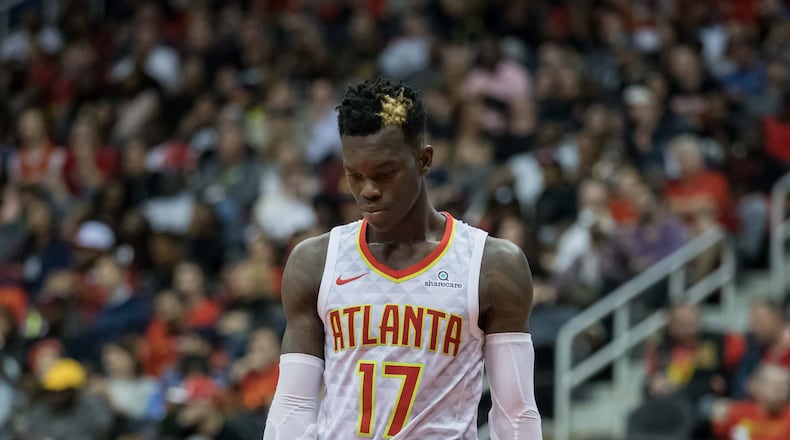 Atlanta Hawks guard Dennis Schroder (17)during an NBA game against the Denver Nuggets at Philips Arena, Friday, Oct. 27, 2017, in Atlanta. BRANDEN CAMP/SPECIAL