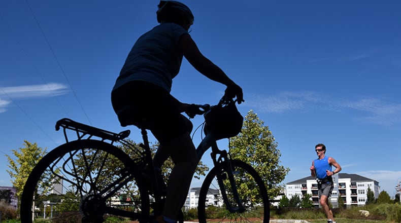 Alpharetta has been named a Bicycle Friendly Community by the League of American Bicyclists. AJC FILE/BRANT SANDERLIN/BSANDERLIN@AJC.COM