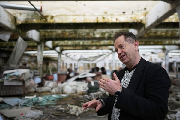 Daniel Low-Beer, whose family used to own a factory where Oskar Schindler saved some 1200 Jews during the WWII, talks to The Associated Press at the Museum of Survivors in Brnenec, Czech Republic, Saturday, May 10, 2025. (AP Photo/Petr David Josek)