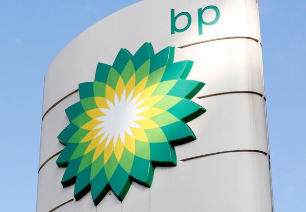 FILE - This Aug. 1, 2017 file photo shows the BP logo at a petrol station in London. (AP Photo/Caroline Spiezio, File)