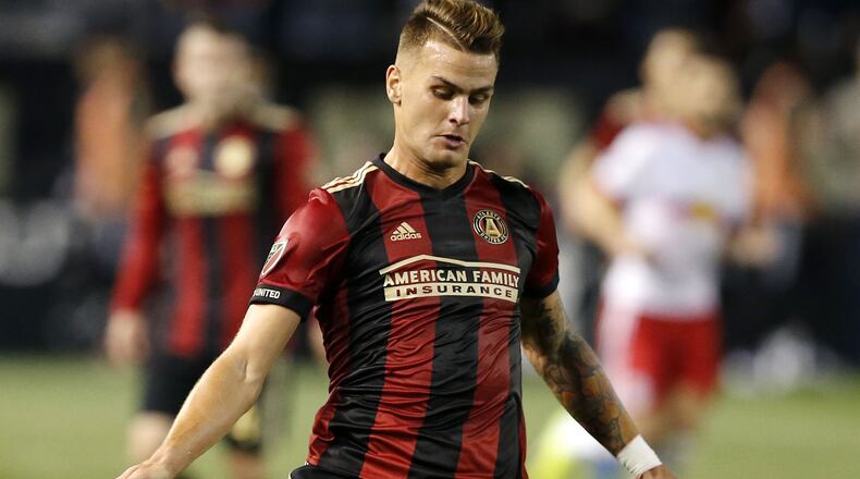 Defender Leandro Gonzalez Pirez of Atlanta United passes during the game against the New York Red Bulls at Bobby Dodd Stadium on March 5, 2017. (Photo by Mike Zarrilli/Getty Images)