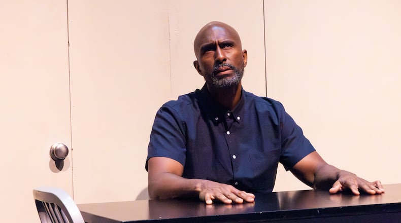 Roger Payano as Alan, who stands accused of murder, in Emily McClain's gripping new play "The Rock & the Hard Place."