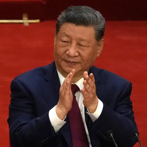 Chinese President Xi Jinping applauds during a ceremony to mark the 105th anniversary of the founding of the Chinese Communist Party at the Great Hall of the People in Beijing, Wednesday, July 1, 2026. (AP Photo/Ng Han Guan)