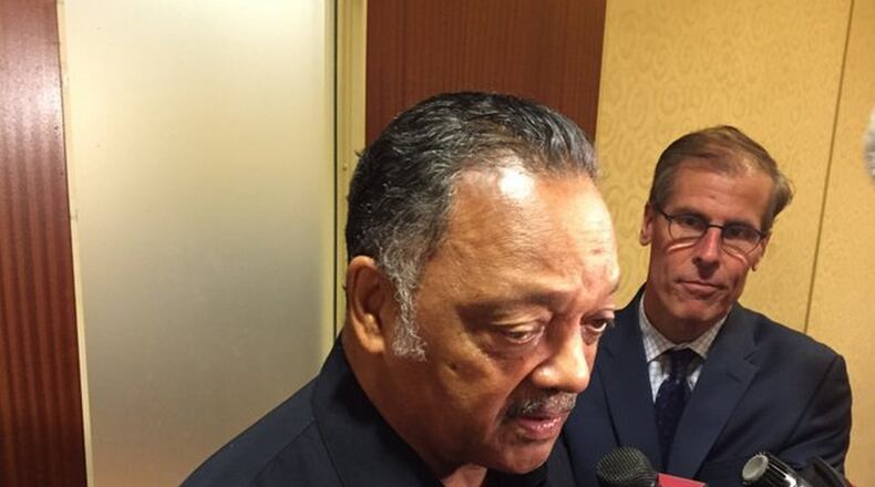 The Rev. Jesse Jackson speaks Thursday, July 28, 2016 to the Florida delegation at the Democratic National Convention in Philadelphia. (George Bennett/The Palm Beach Post)
