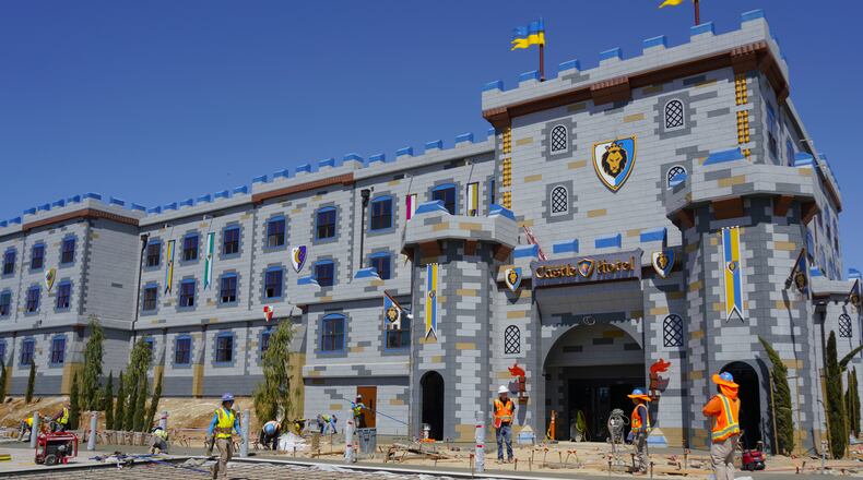 The front entrance to Legoland’s newest addition, the Castle Hotel, on April 17, 2018. The hotel, still under construction, is due to open in the few weeks. (Nelvin C. Cepeda/San Diego Union-Tribune/TNS)