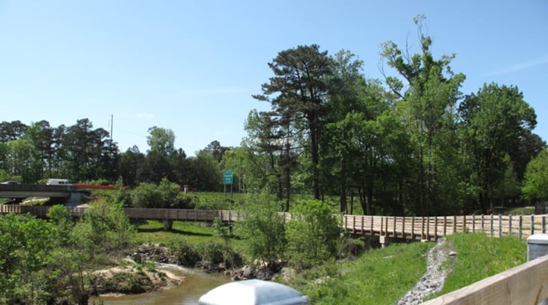 The Noonday Creek Trail in Cobb County. Woodstock wants to extend Cherokee County’s trail segment south to link up with Cobb’s.