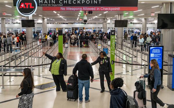 Short waits times greet Monday morning travelers at Hartsfield-Jackson Atlanta International Airport amid the ongoing partial government shutdown. (Ben Hendren for the AJC)