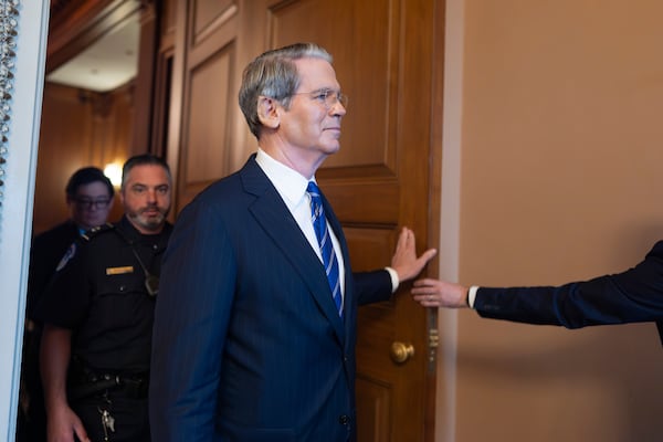 Treasury Secretary Scott Bessent arrives for a closed-door Republican meeting to advance President Donald Trump's sweeping domestic policy bill, at the Capitol in Washington, Friday, June 27, 2025. (AP Photo/J. Scott Applewhite)