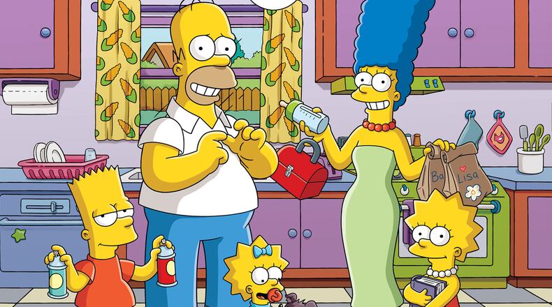 THE SIMPSONS: L-R: Bart, Homer, Maggie, Marge and Lisa.