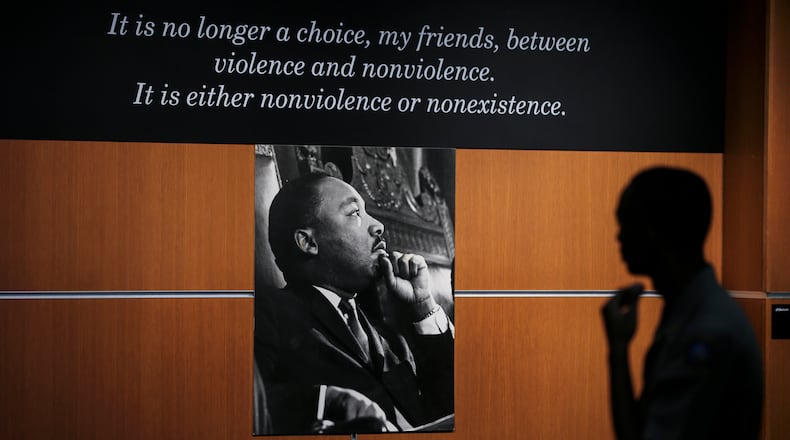 January 12, 2017 Atlanta: Eagle's Landing High School student, Kaleb Carter-15 from Henry County visited the Martin Luther King Jr. National Historic Site at 450 Auburn Ave NE in Atlanta in January. The Visitor Center is set to close on Monday for repairs. JOHN SPINK /JSPINK@AJC.COM