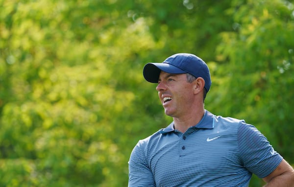 Rory McIlroy looks on during the pro-am at the Canadian Open Golf golf tournament, Wednesday, June 4, 2025, in Caledon, Ontario. (Peter Power/The Canadian Press via AP)