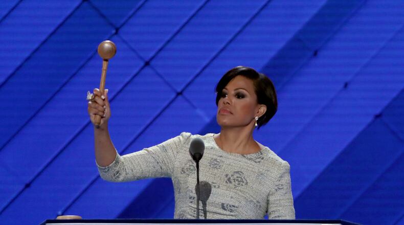 PHILADELPHIA, PA - JULY 25: Baltimore Mayor Stephanie Rawlings-Blake bangs the gavel calling to order the first day of the Democratic National Convention at the Wells Fargo Center, July 25, 2016 in Philadelphia, Pennsylvania. An estimated 50,000 people are expected in Philadelphia, including hundreds of protesters and members of the media. The four-day Democratic National Convention kicked off July 25. (Photo by Alex Wong/Getty Images)