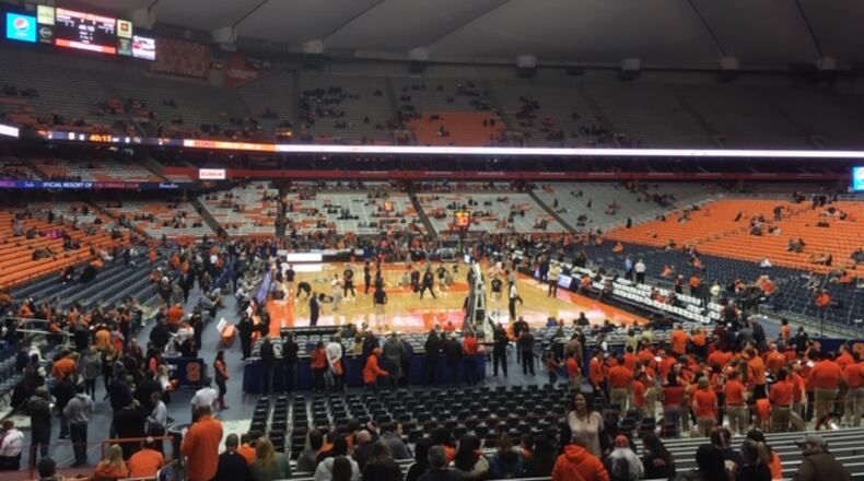 The Carrier Dome in Syracuse, N.Y., prior to a college basketball game between Georgia Tech and Syracuse January 13, 2019. (AJC photo by Ken Sugiura)