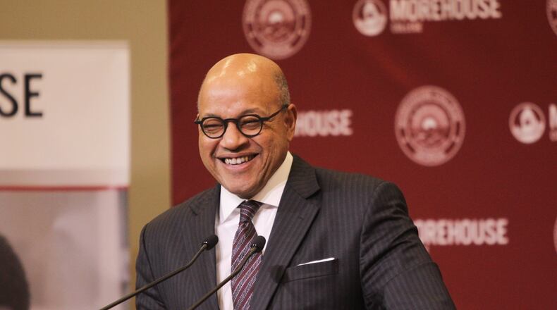 Dr. David A. Thomas, the new president of Morehouse College in Atlanta, addresses the public at his first news conference at Morehouse College in Atlanta, Georgia on Friday, January 12, 2018. (REANN HUBER/REANN.HUBER@AJC.COM)