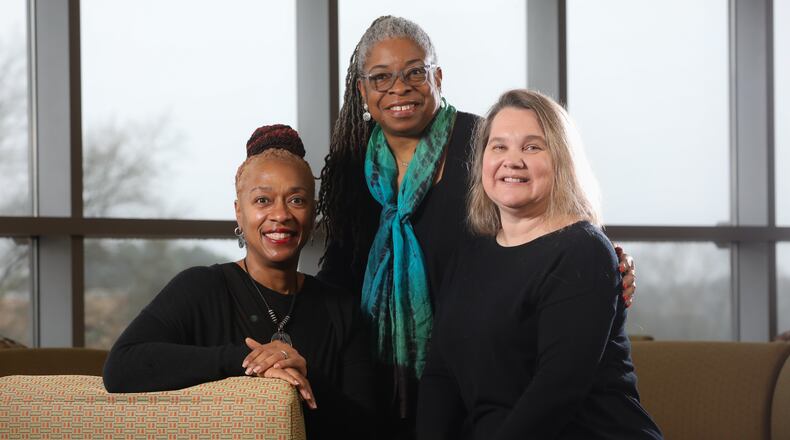 Kennesaw State University researchers Vanessa Robinson-Dooley, from left, Evelina Sterling and Carol Collard have been awarded a grant on behavioral research, a rare NIH grant, focusing on the psycho-sociological impact of health on specific populations (African-American men) in Georgia. Rob C. Witzel / Kennesaw State University