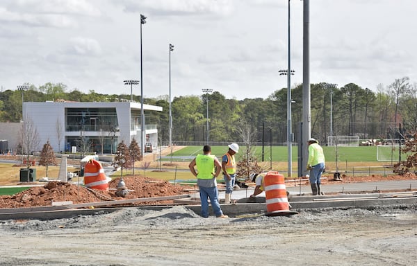 Atlanta United’s $60 million soccer complex is under construction on Franklin Gateway in Marietta. HYOSUB SHIN / HSHIN@AJC.COM