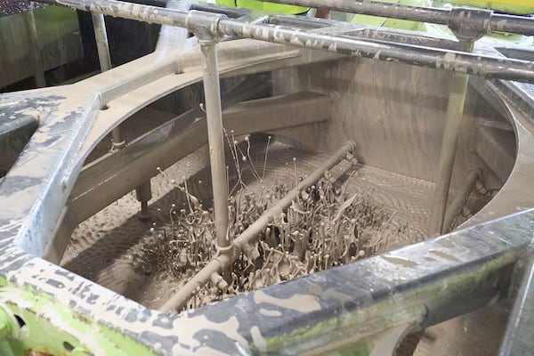 Slurry, a mixture of water and finely ground clay, is prepared at Toto's factory in Morrow. (Courtesy of Toto USA)