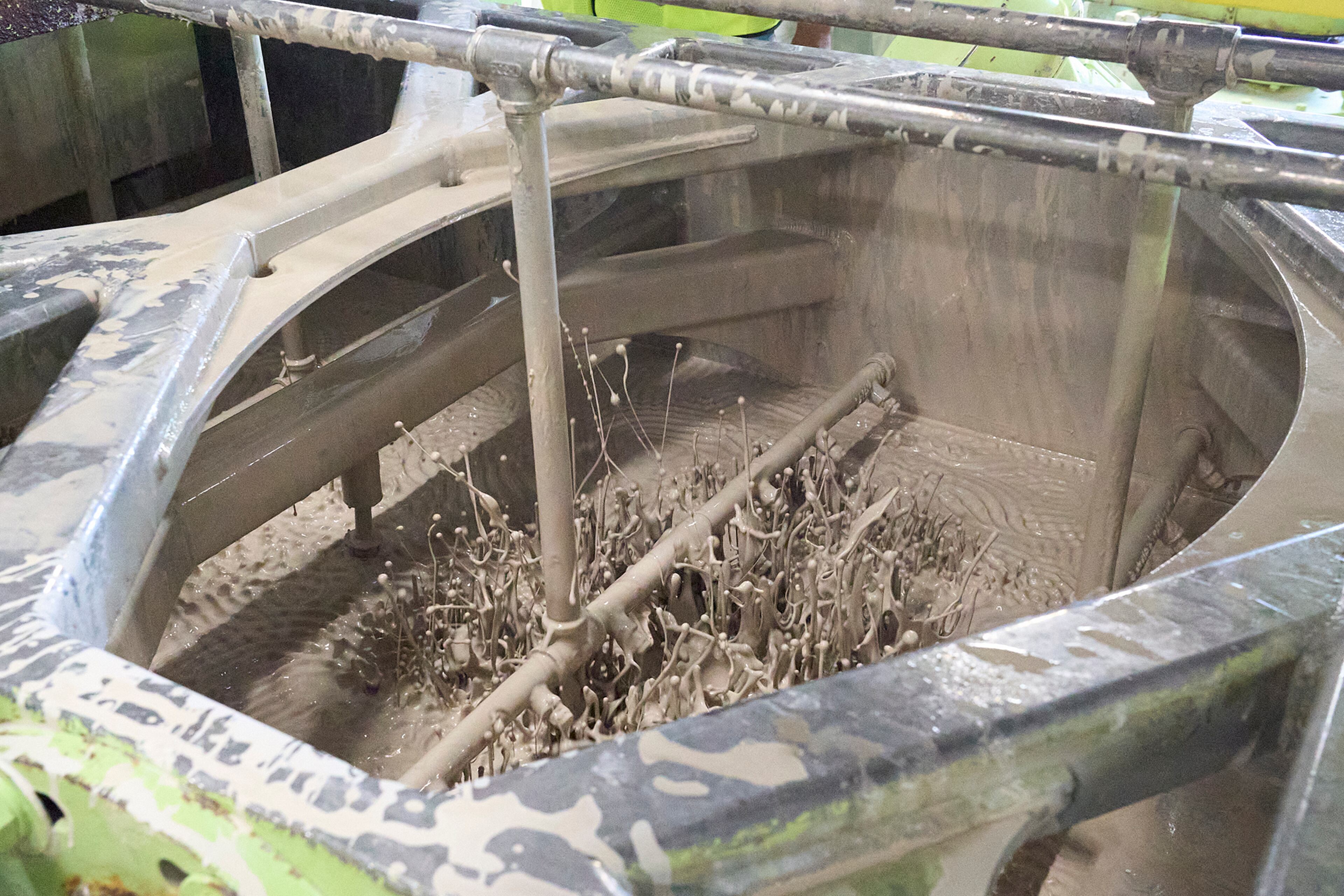 Slurry, a mixture of water and finely ground clay, is prepared at Toto's factory in Morrow. (Courtesy of Toto USA)