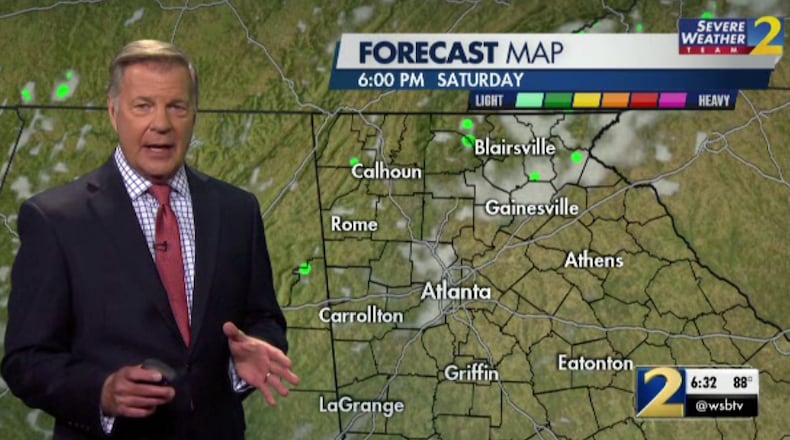 There's only a slim chance of rain Saturday in North Georgia, Channel 2 Action News chief meteorologist Glenn Burns said.