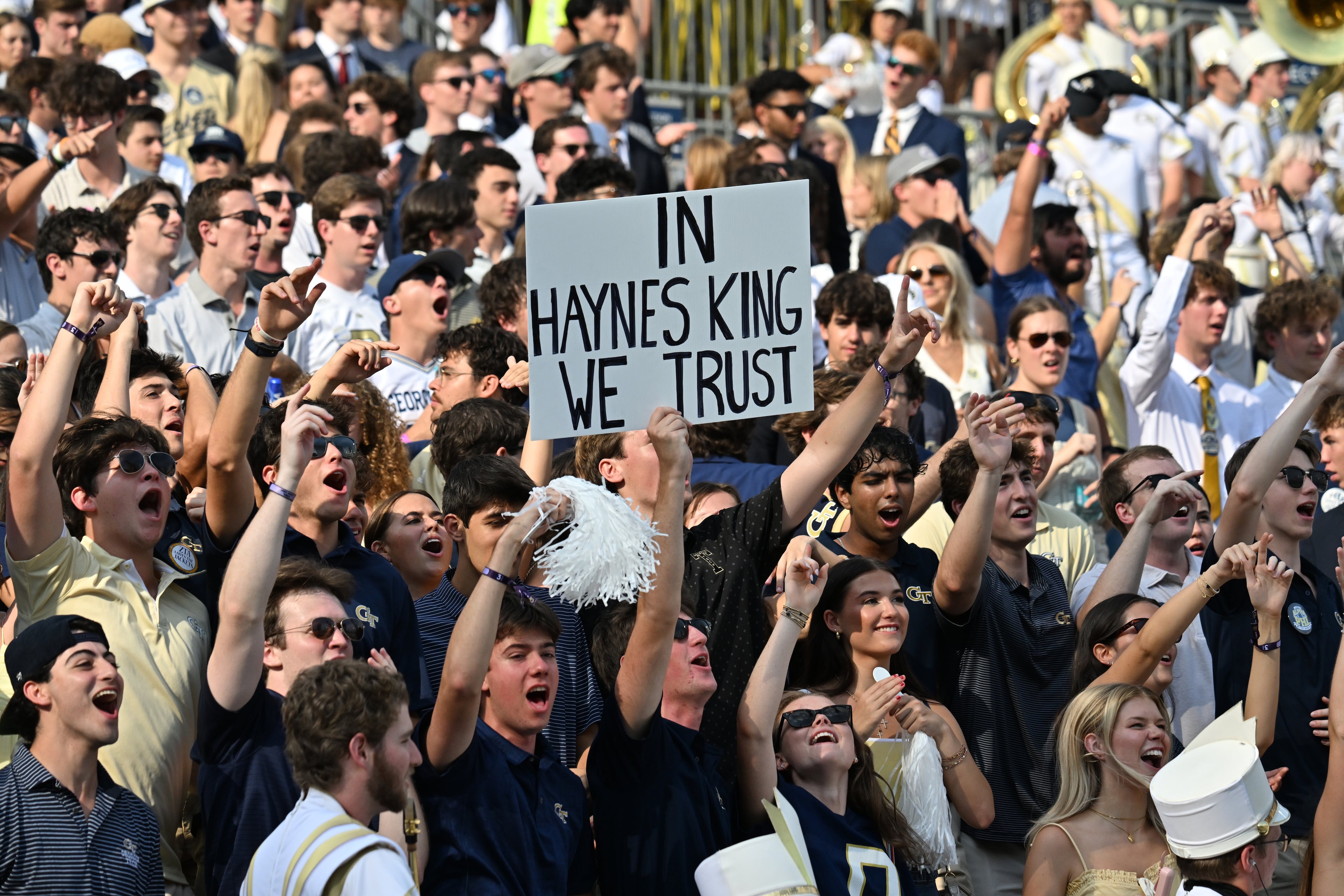 Georgia Tech fans cheer before an NCAA college football game between Georgia Tech and Temple at Georgia Tech's Bobby Dodd Stadium, Saturday, Sept. 20, 2025 in Atlanta. (Hyosub Shin/AJC)