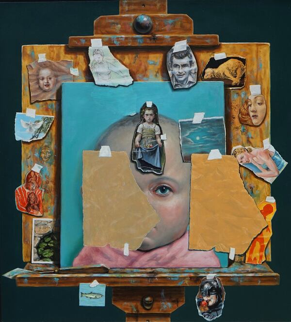 Painter Scott Belville’s “Imaginary Twin” in acrylic and oil on panel. CONTRIBUTED BY SANDLER HUDSON GALLERY
