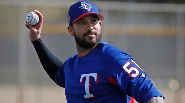 Texas Rangers relief pitcher Matt Bush during spring training on Saturday, Feb. 17, in Surprise, Ariz. (Paul Moseley/Fort Worth Star-Telegram/TNS)