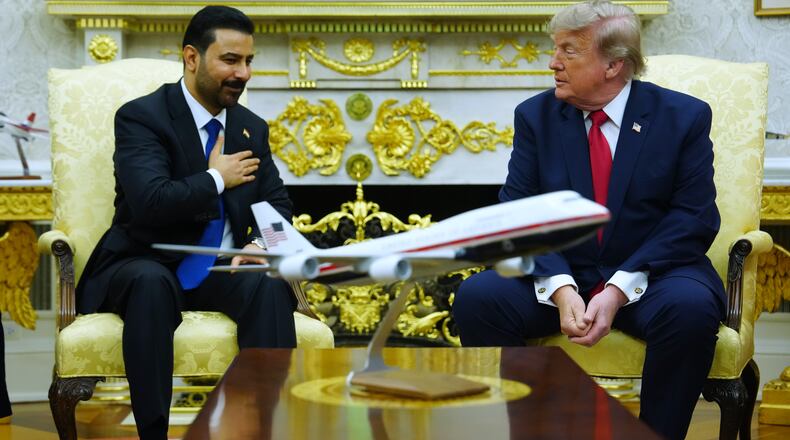 President Donald Trump meets with Iraq's Prime Minister Ali al-Zaidi in the Oval Office of the White House, Tuesday, July 14, 2026, in Washington. (AP Photo/Julia Demaree Nikhinson)