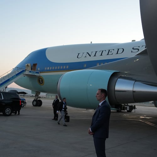 Airforce One sits on the tarmac before U.S. President Donald Trump departs following the NATO summit at Ankara International Airport in Ankara, Turkey, Wednesday, July 8, 2026. (AP Photo/Alex Brandon)