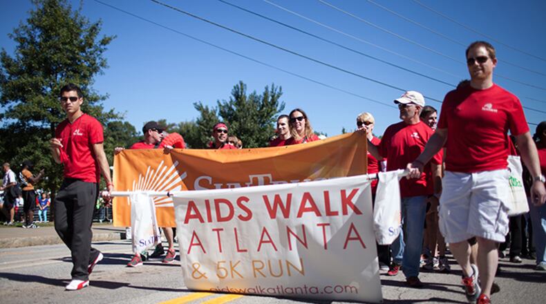 Participants begin walking from Piedmont Park in Atlanta, October 20, 2013. This is the 23rd Annual AIDS Walk Atlanta & 5K Run.