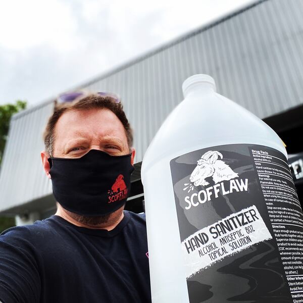 At Atlanta’s Scofflaw Brewing they’re even selling hand sanitizer and face masks with beer to-go.  CONTRIBUTED BY Scofflaw Brewing
