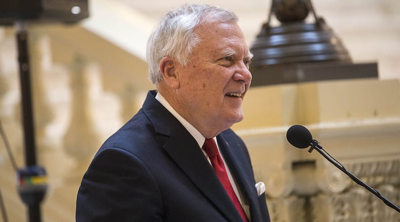 Gov. Nathan Deal speaks earlier this month during an event at the State Capitol. (ALYSSA POINTER/ALYSSA.POINTER@AJC.COM)