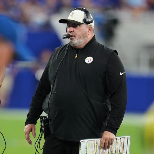 Pittsburgh Steelers head coach Mike McCarthy stands on the field in the first half of a preseason NFL football game against the Buffalo Bills in Orchard Park, NY., Thursday, Aug. 27, 2026. (AP Photo/Gene J. Puskar)