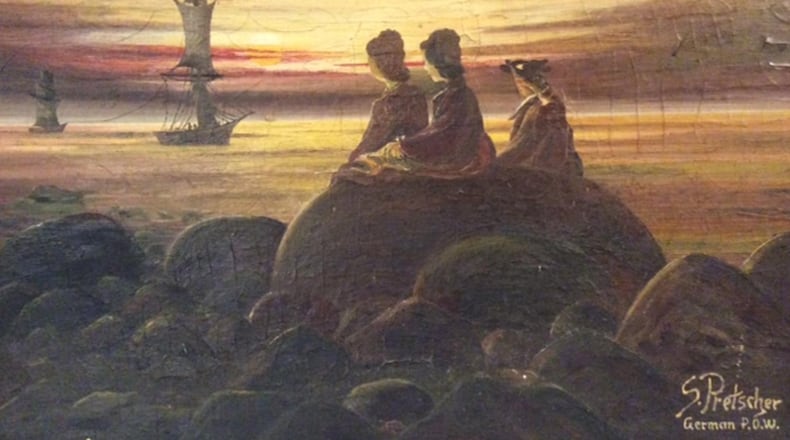 A painting by German POW Siegfried Pretscher was given to Johnny B. Floyd during the summer when Pretscher worked at a prison camp in Dublin, Ga. It may be an image of his wife and two children in Germany. It is one of two Pretscher paintings that are owned by the Floyd family. CONTRIBUTED BY GARY FLOYD