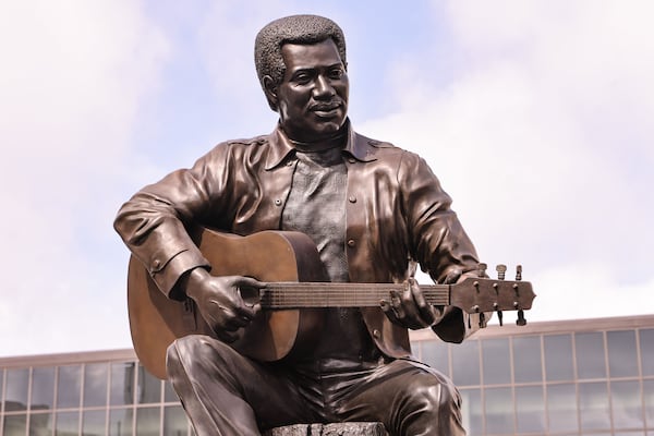 The Otis Redding statue's creators relied on photographs of the singer's children's hands, ears and lips to accurately capture the late soul star's physical features. (Natrice Miller / AJC)