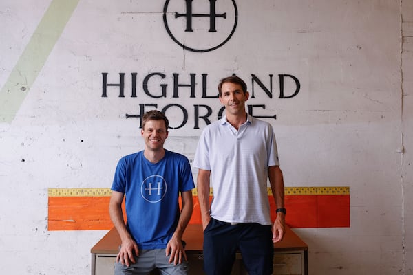 (Left to right) Highland Forge co-owners Ford Kinzey and Mark Woodward at the facility on Thursday, July 24, 2025. (Natrice Miller/ AJC)